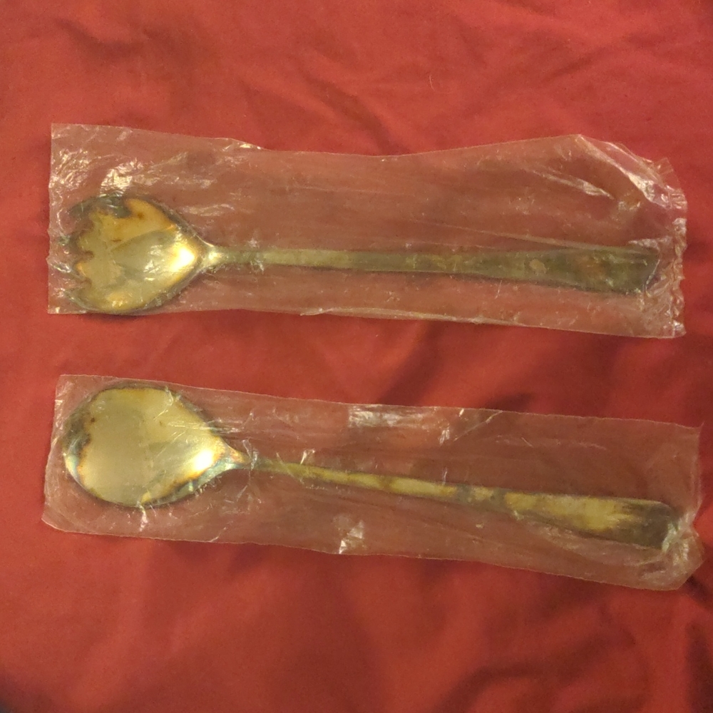 QUEEN ANNE SILVER PLATED ENGLAND SIGNED 2 Piece Set Large Fork & Spoon